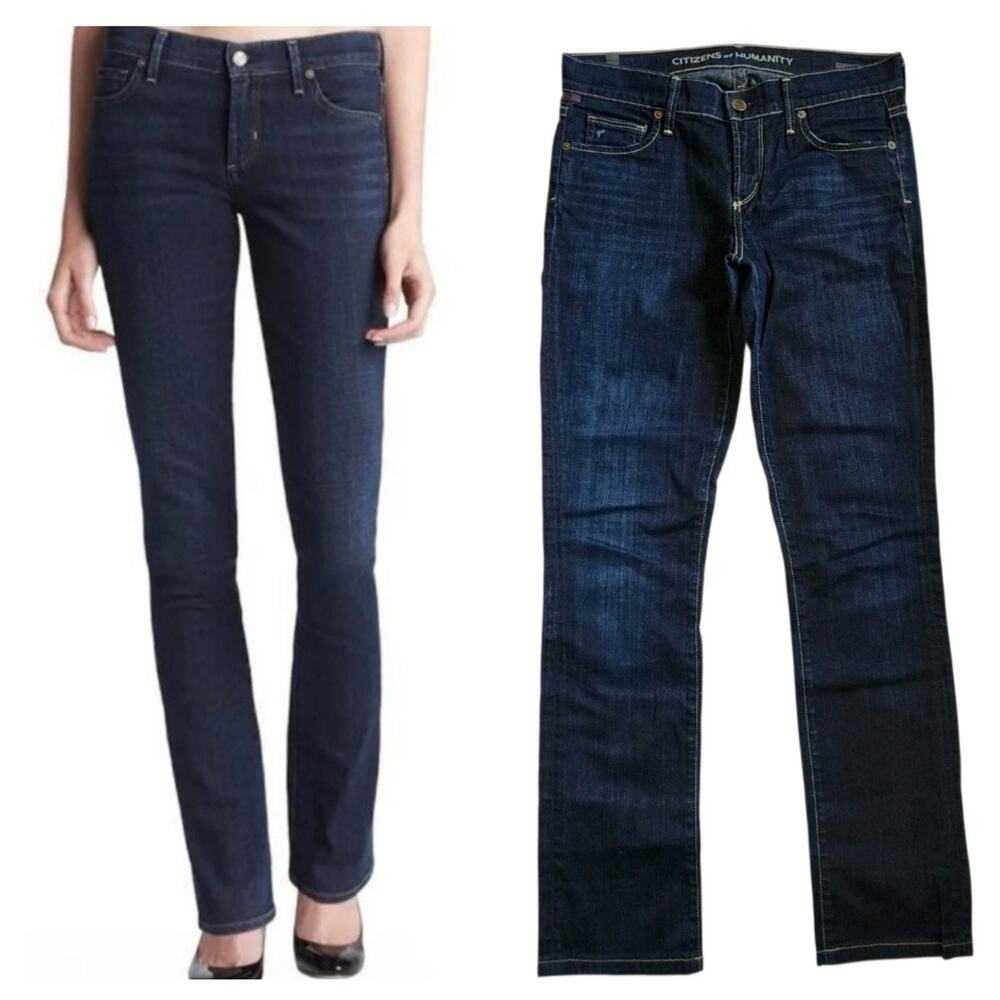 Citizens of Humanity Ava Womens Low Rise Straight Leg Size 27 Blue Stretch